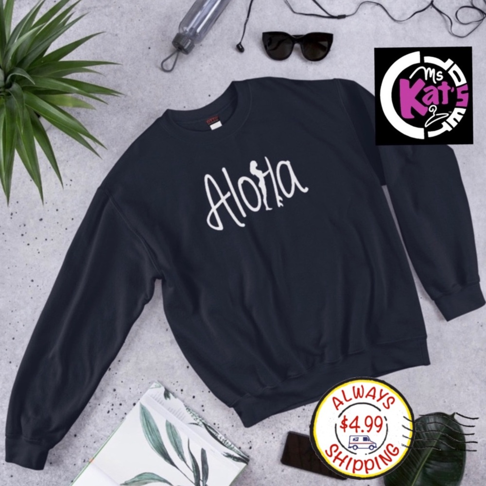 Aloha Surfer Girl Navy Sweatshirt  🌊🏄🏻‍♀️🤙🏼